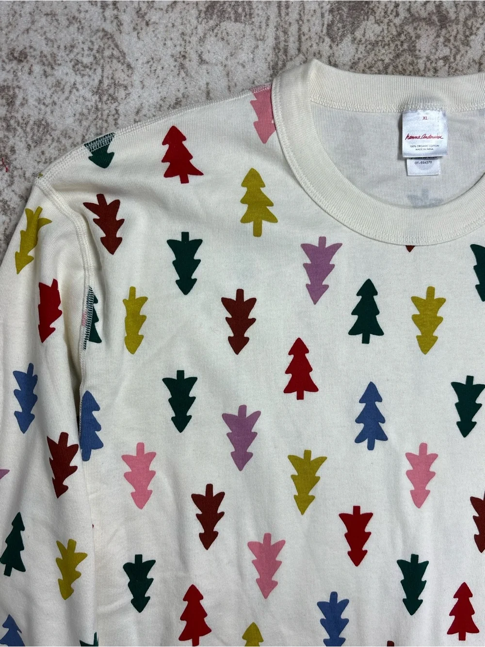 Hanna Andersson Festive Forest on Ecru Organic Cotton Pajama Set Size XL